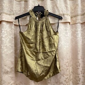WHBM Metallic Gold Halter Top